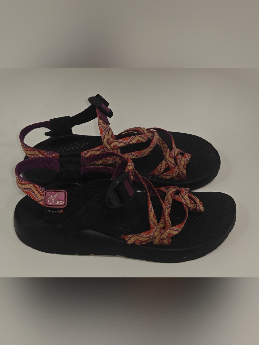 Chaco Women's Orange Yellow Purple ZX2 Yampa Hiking Strappy Sandal Toe Loop US 8